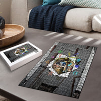 Cat Girl With A Pearl Earring Newspaper Puzzle Made By Human Handmade Mixed Media Pop Art