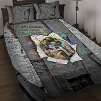 Cat Girl With A Pearl Earring Newspaper Quilt Bed Set Made By Human Handmade Mixed Media Pop Art