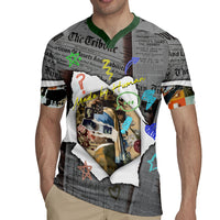 Cat Girl With A Pearl Earring Newspaper Rugby Jersey Made By Human Handmade Mixed Media Pop Art