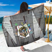 Cat Girl With A Pearl Earring Newspaper Sarong Made By Human Handmade Mixed Media Pop Art