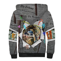 Cat Girl With A Pearl Earring Newspaper Sherpa Hoodie Made By Human Handmade Mixed Media Pop Art
