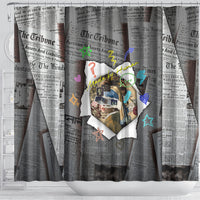 Cat Girl With A Pearl Earring Newspaper Shower Curtain Made By Human Handmade Mixed Media Pop Art
