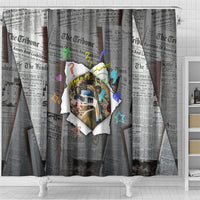 Cat Girl With A Pearl Earring Newspaper Shower Curtain Made By Human Handmade Mixed Media Pop Art