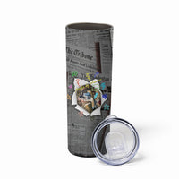 Cat Girl With A Pearl Earring Newspaper Skinny Tumbler Made By Human Handmade Mixed Media Pop Art