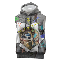 Cat Girl With A Pearl Earring Newspaper Sleeveless Hoodie Made By Human Handmade Mixed Media Pop Art