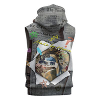 Cat Girl With A Pearl Earring Newspaper Sleeveless Hoodie Made By Human Handmade Mixed Media Pop Art