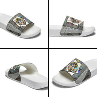 Cat Girl With A Pearl Earring Newspaper Slide Sandals Made By Human Handmade Mixed Media Pop Art