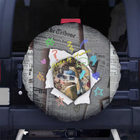 Cat Girl With A Pearl Earring Newspaper Spare Tire Cover Made By Human Handmade Mixed Media Pop Art