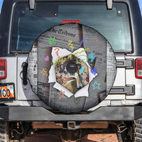 Cat Girl With A Pearl Earring Newspaper Spare Tire Cover Made By Human Handmade Mixed Media Pop Art