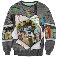 Cat Girl With A Pearl Earring Newspaper Sweatshirt Made By Human Handmade Mixed Media Pop Art