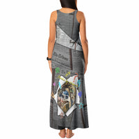 Cat Girl With A Pearl Earring Newspaper Tank Maxi Dress Made By Human Handmade Mixed Media Pop Art