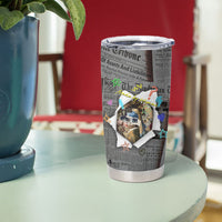 Cat Girl With A Pearl Earring Newspaper Tumbler Cup Made By Human Handmade Mixed Media Pop Art