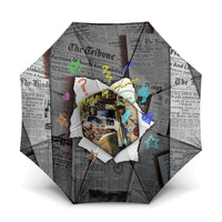 Cat Girl With A Pearl Earring Newspaper Umbrella Made By Human Handmade Mixed Media Pop Art