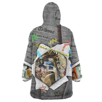 Cat Girl With A Pearl Earring Newspaper Wearable Blanket Hoodie Made By Human Handmade Mixed Media Pop Art