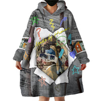 Cat Girl With A Pearl Earring Newspaper Wearable Blanket Hoodie Made By Human Handmade Mixed Media Pop Art