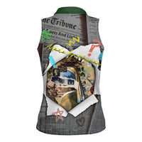 Cat Girl With A Pearl Earring Newspaper Women Sleeveless Polo Shirt Made By Human Handmade Mixed Media Pop Art