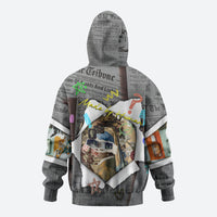 Cat Girl With A Pearl Earring Newspaper Zip Hoodie Made By Human Handmade Mixed Media Pop Art