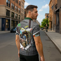 Cat Girl With A Pearl Earring Newspaper Zipper Polo Shirt Made By Human Handmade Mixed Media Pop Art