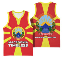 Macedonia Basketball Jersey with National Emblem and Sunburst Flag Design - Wonder Print Shop