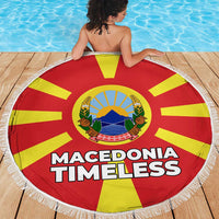 Macedonia Beach Blanket with National Emblem and Sunburst Flag Design - Wonder Print Shop