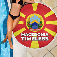 Macedonia Beach Blanket with National Emblem and Sunburst Flag Design - Wonder Print Shop
