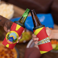 Macedonia 4 in 1 Can Cooler Tumbler with National Emblem and Sunburst Flag Design - Wonder Print Shop