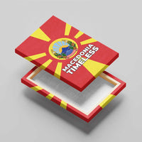 Macedonia Canvas Wall Art with National Emblem and Sunburst Flag Design - Wonder Print Shop