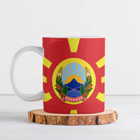 Macedonia Ceramic Mug with National Emblem and Sunburst Flag Design - Wonder Print Shop