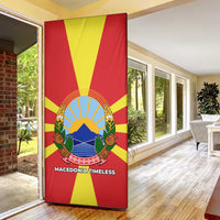 Macedonia Door Cover with National Emblem and Sunburst Flag Design - Wonder Print Shop