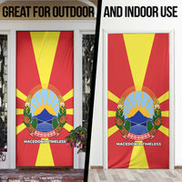 Macedonia Door Cover with National Emblem and Sunburst Flag Design - Wonder Print Shop