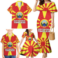 Macedonia Family Matching Mermaid Dress and Hawaiian Shirt with National Emblem and Sunburst Flag Design - Wonder Print Shop