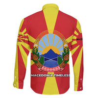 Macedonia Family Matching Off The Shoulder Long Sleeve Dress and Hawaiian Shirt with National Emblem and Sunburst Flag Design - Wonder Print Shop