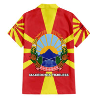 Macedonia Family Matching Off Shoulder Maxi Dress and Hawaiian Shirt with National Emblem and Sunburst Flag Design - Wonder Print Shop