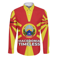 Macedonia Family Matching Off Shoulder Short Dress and Hawaiian Shirt with National Emblem and Sunburst Flag Design - Wonder Print Shop