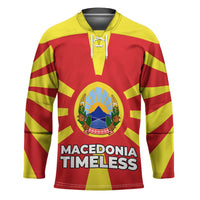 Macedonia Hockey Jersey with National Emblem and Sunburst Flag Design - Wonder Print Shop