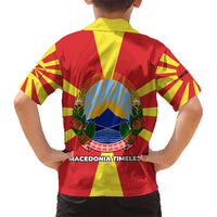 Macedonia Kid Hawaiian Shirt with National Emblem and Sunburst Flag Design - Wonder Print Shop