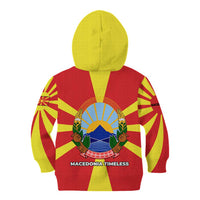Macedonia Kid Hoodie with National Emblem and Sunburst Flag Design - Wonder Print Shop