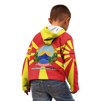 Macedonia Kid Hoodie with National Emblem and Sunburst Flag Design - Wonder Print Shop