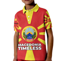 Macedonia Kid Polo Shirt with National Emblem and Sunburst Flag Design - Wonder Print Shop