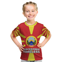 Macedonia Kid T Shirt with National Emblem and Sunburst Flag Design - Wonder Print Shop