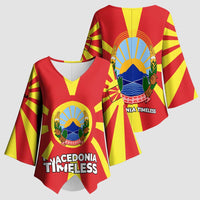 Macedonia Kimono Sleeve Blouse with National Emblem and Sunburst Flag Design - Wonder Print Shop