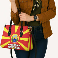 Macedonia Leather Bag with National Emblem and Sunburst Flag Design - Wonder Print Shop