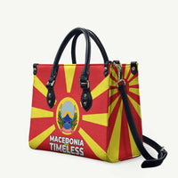 Macedonia Leather Bag with National Emblem and Sunburst Flag Design - Wonder Print Shop