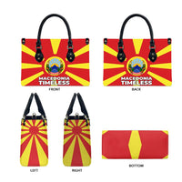 Macedonia Leather Bag with National Emblem and Sunburst Flag Design - Wonder Print Shop