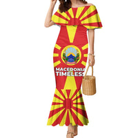 Macedonia Mermaid Dress with National Emblem and Sunburst Flag Design - Wonder Print Shop