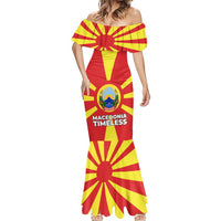 Macedonia Mermaid Dress with National Emblem and Sunburst Flag Design - Wonder Print Shop