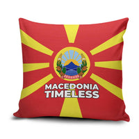 Macedonia Pillow Cover with National Emblem and Sunburst Flag Design - Wonder Print Shop