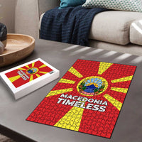 Macedonia Puzzle with National Emblem and Sunburst Flag Design - Wonder Print Shop