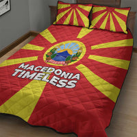 Macedonia Quilt Bed Set with National Emblem and Sunburst Flag Design - Wonder Print Shop
