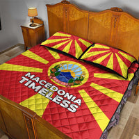 Macedonia Quilt Bed Set with National Emblem and Sunburst Flag Design - Wonder Print Shop